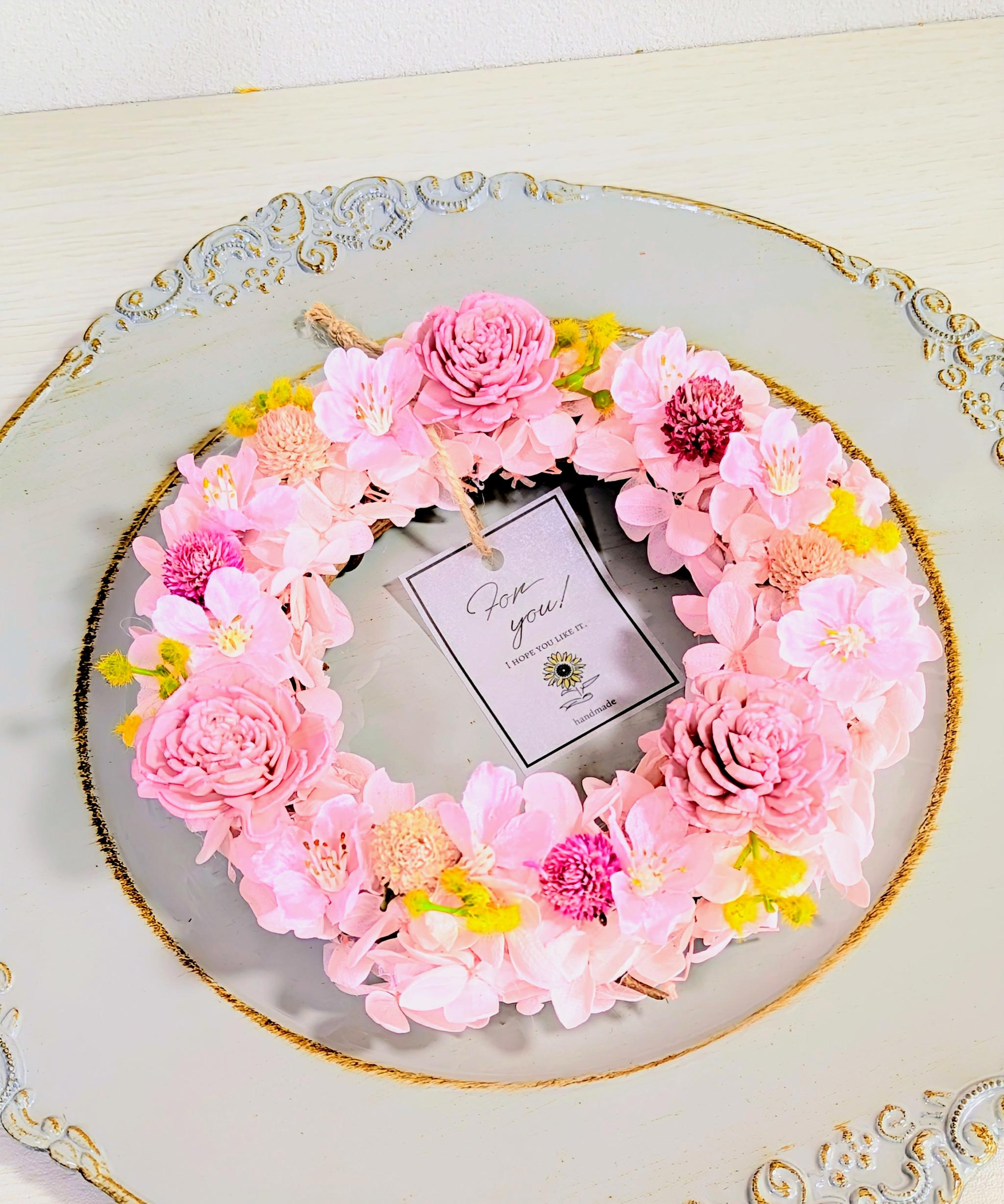 桜とミモザの春リース | 2枚目