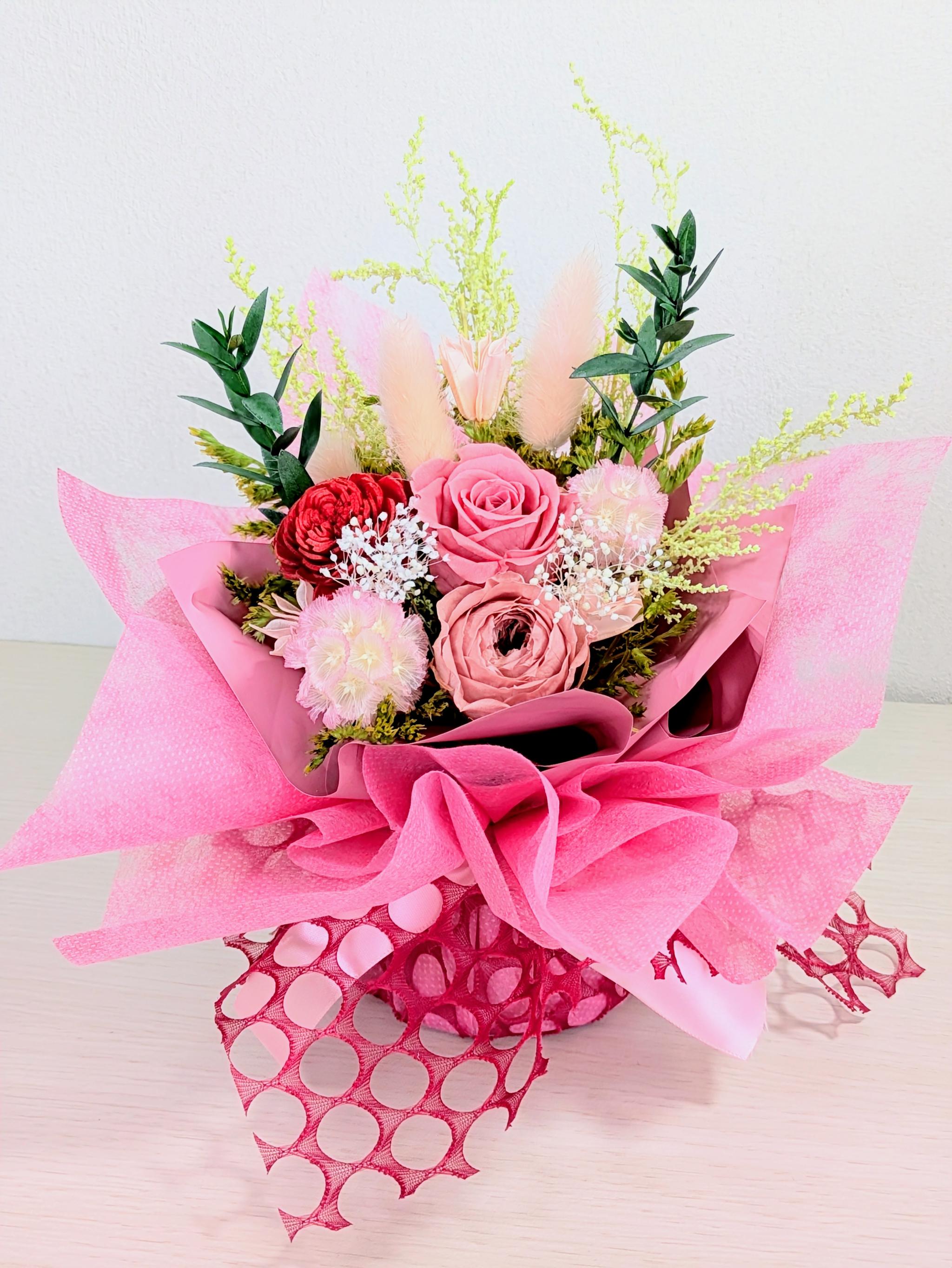 ローズとステルンクーゲルのスタンディングブーケ　（小） | 2枚目