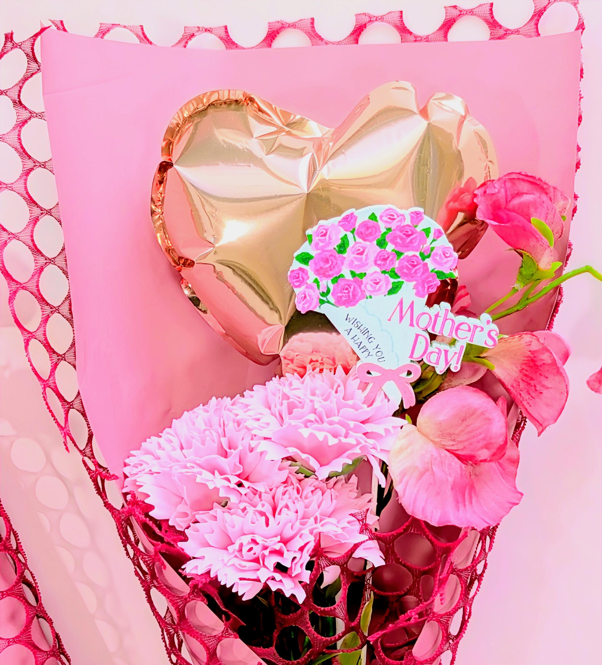 カーネーションとスイートピーの母の日バルーンブーケ　ソープフラワー | 2枚目