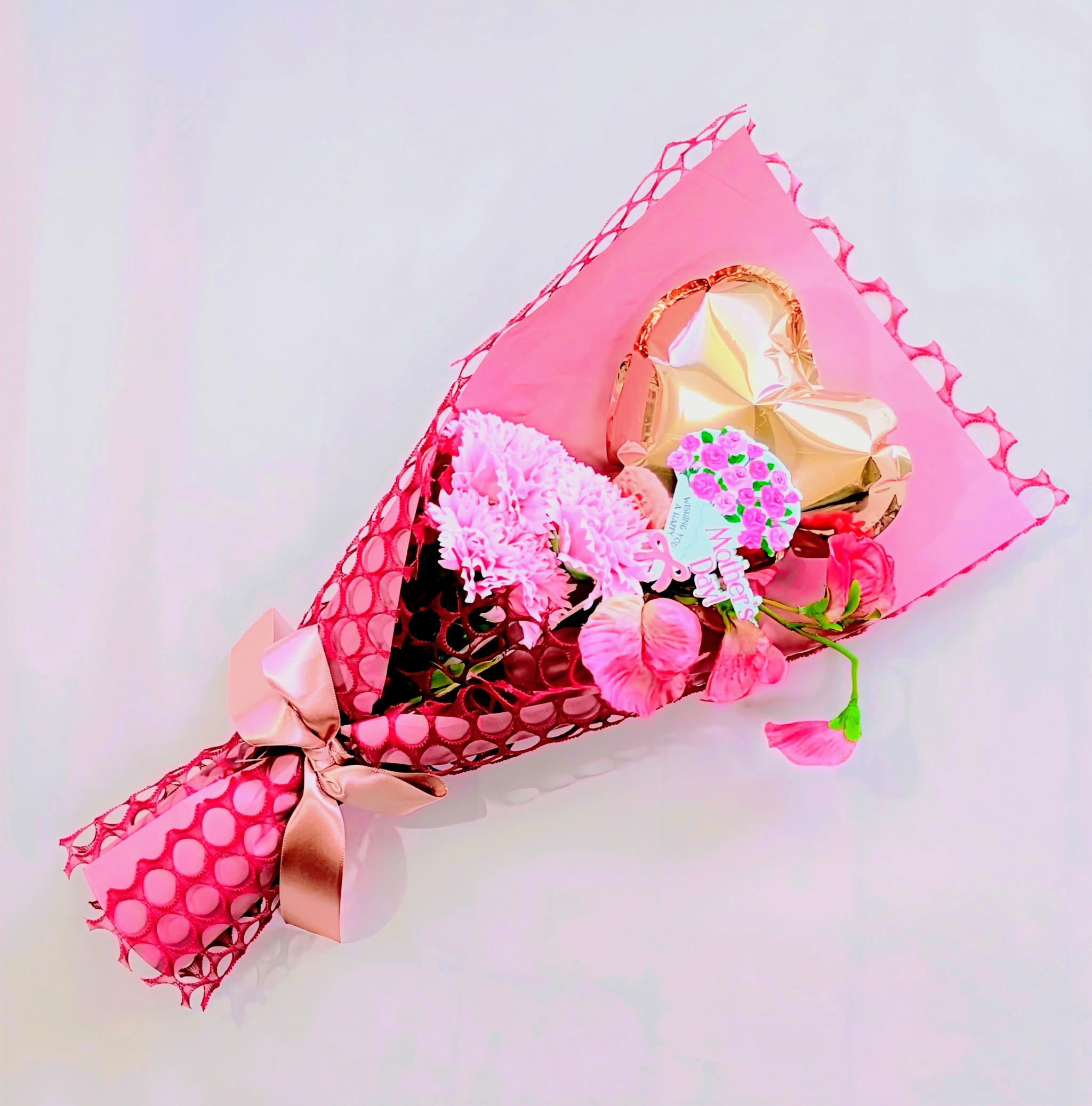 カーネーションとスイートピーの母の日バルーンブーケ　ソープフラワー | 3枚目